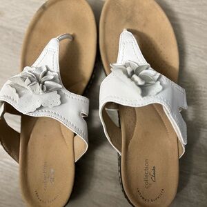 Clarks Women's White Floral Sandals
